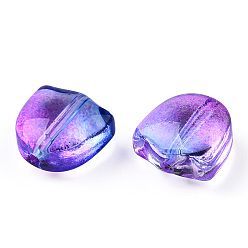 Dark Orchid Two Tone Spray Painted Transparent Glass Beads, Tulip Flower, Dark Orchid, 9x9x5.5mm, Hole: 1mm