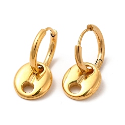 Golden Vacuum Plating 304 Stainless Steel Coffee Bean Dangle Hoop Earrings for Women, Golden, 22mm, Pin: 0.9mm