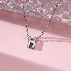 Letter H 304 подвесные из нержавеющей стали ожерелья, буквы, Письмо ч, 15.94 дюйм(40.5см)~16.14 дюйм(41см)+54мм удлинитель, буквы: 10x6x4 мм.