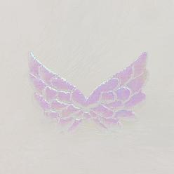 White Cloth Embossing Wings, AB Color, Decorate Accessories, White, 35x50x1mm