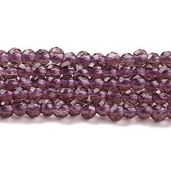 Old Rose Transparent Glass Beads Strands, Faceted Round, Old Rose, 2x2mm, Hole: 0.6mm, about 184pcs/strand, 14.49''(36.8cm)