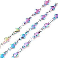 Rainbow Color Rainbow Color 304 Stainless Steel Link Chains, Soldered, Ion Plating(IP), 12x5x2mm