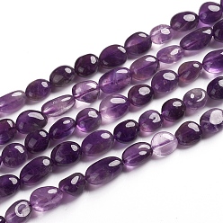 Amethyst Natural Amethyst Beads Strands, Tumbled Stone, Nuggets, 6.5~9.5x5.5~7.5x3.5~5.5mm, Hole: 0.8mm, about 50pcs/Strand, 15.67 inch(39.8cm)