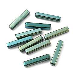 Sea Green Electroplate Glass Beads, Faceted, Rectangle, Sea Green, 19.5~20x4x4mm, Hole: 1mm