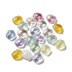 Mixed Color Transparent Glass Beads, Lock, Mixed Color, 14x16x7mm, Hole: 1.2mm