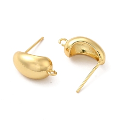 Real 18K Gold Plated Rack Plating Brass Stud Earring Findings, with Loop, Long-Lasting Plated, Cadmium Free & Lead Free, Teardrop, Real 18K Gold Plated, 16x8x7mm, Hole: 1.2mm, Pin: 1mm