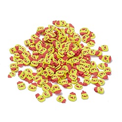 Yellow Handmade Polymer Clay Cabochons, Chick, Yellow, 7~8x5~5.5x0.2~0.3mm, about 50000pcs/1000g