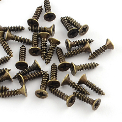 Antique Bronze Iron Screws Findings, Antique Bronze, Pin: 2.5mm, 10x4mm, about 1940pcs/500g