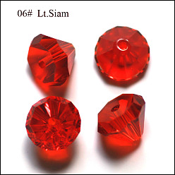 Red Imitation Austrian Crystal Beads, Grade AAA, Faceted, Diamond, Red, 6x4mm, Hole: 0.7~0.9mm