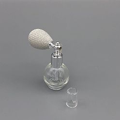 Silver Glass Highlighter Shimmer Sparkle Powder Spray Bottles, Perfume Fine Mist Atomizer with Braided Airbag, Refillable Bottle, Silver, 9.16x5.24cm, Capacity: 15ml(0.51fl. oz)