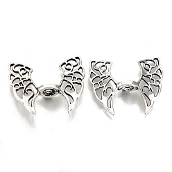 Antique Silver Tibetan Style Alloy Beads, Cadmium Free & Lead Free, Butterfly Wing Spacer Beads, Antique Silver, 36x43.5x9.5mm, Hole: 2mm