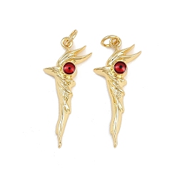 Красный Латунь эмаль подвески, тростник, с прыжковых колец, стойки покрытие, реальный 18 k позолоченный, без свинца и без кадмия, долговечный, красные, 30.5x13x3 мм, отверстие : 3.4 мм