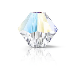 00030 201 Crystal Glitter Хрустальные бусины preciosa®, чешский хрусталь, биконус(451 69 302 рондель), 00030 201 кристальный блеск, 4 мм, отверстие : 0.8 мм