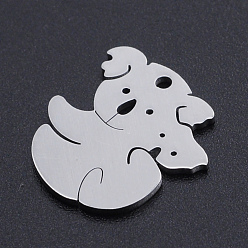 Stainless Steel Color 201 Stainless Steel Pendants,  Koala, Stainless Steel Color, 18x17x1mm, Hole: 1.6mm