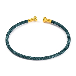 Кадет Синий Изготовление браслета из плетеной проволоки из углеродистой стали, с позолоченными латунными заглушками, кадетский синий, 0.25 см, внутренний диаметр: 2-3/8 дюйм (6.1 см)