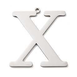 Letter X 304 подвески из нержавеющей стали, буквы, Письмо X, 39.5x34x1.4 мм, отверстие : 2 мм