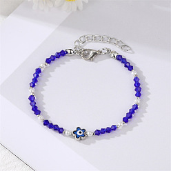 Dark blue flower pendant. Colorful Pearl Flower Bracelet with Unique Design and Handmade Beads