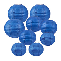 Озёрно--синий Benecreat украшения аксессуары бумажный шар фонарь, круглые, Плут синий, 20 см, 25 см, 30 см, отверстия: 5.5~7 cm