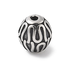 Античное Серебро 304 из нержавеющей стали бусы, круглые, античное серебро, 9.5 мм, отверстие : 2 мм