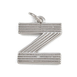 Letter Z Латунные подвески, с целью перехода в кольце, письмо амулеты, стойки покрытие, долговечный, без кадмия и без свинца, платина, Письмо Z, 15x13.5x1.5 мм, отверстие : 3.5 мм