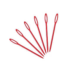 Red Plastic Yarn Knitting Needles, Big Eye Blunt Needles, Children Craft Needle, Red, 90x0.7mm