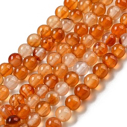 Natural Agate Natural Agate Beads Strands, Dyed & Heated, Round, 4mm, Hole: 0.8mm, about 92pcs/strand, 15 inch