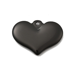 Черный 304 подвески из нержавеющей стали, сердце, ионное покрытие (ip), чёрные, 20.5x28.5x4.5 мм, отверстие : 2 мм