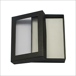 Black Rectangle Valentines Day Presents Packages Cardboard Jewelry Set Boxes, for Necklaces, Earrings and Rings, Black, 9x6.5x2.8cm