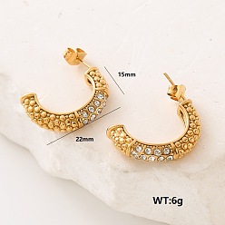 Золотой Серьги-гвоздики из нержавеющей стали в форме буквы С, с четким кубического циркония, золотые, 22x15 мм