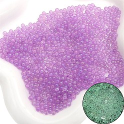 Orchid Luminous Bubble Beads, DIY 3D Nail Art Decoration Mini Glass Beads, Tiny Caviar Nail Beads, Orchid, 2~2.5mm, about 2100pcs/bag.