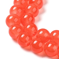 Coral Baking Painted Imitation Jade Glass Round Bead Strands, Coral, 8.5~9mm, Hole: 1.5mm, about 105pcs/strand, 31.8 inch