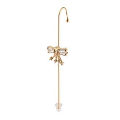 Bowknot Серьга-гвоздик со стразами, серьги-крючки из светлого золота и цинкового сплава, серьги-каффы, бантом, 70x13.5 мм