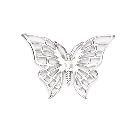 Платина Железа филигранной столяры, гравированные металлические украшения, бабочка, платина, 34x45.5x1.5 мм