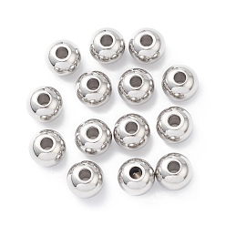 Stainless Steel Color 304 Stainless Steel Spacer Beads, Round, Stainless Steel Color, 8x6.5mm, Hole: 2.5mm