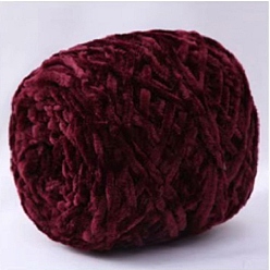 Dark Red Wool Chenille Yarn, Velvet Cotton Hand Knitting Threads, for Baby Sweater Scarf Fabric Needlework Craft, Dark Red, 5mm, 95~100g/skein