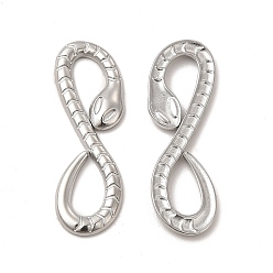 Stainless Steel Color 304 Stainless Steel Connector Charms, Infinity Snake Links, Stainless Steel Color, 30.5x10x2mm, Hole: 5x9mm and 8x5mm
