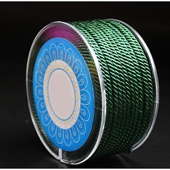 Green Round Nylon Cords, Milan Cords/Twisted Cords, Green, 1.5mm, about 25.15 yards(23m)/roll