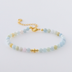 Морганит Браслет из круглых бусин натурального морганита