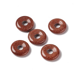 Goldstone Synthetic Goldstone Pendants, Donut/Pi Disc Charm Charm, 20x5~7mm, Hole: 6mm