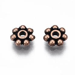 Красная Медь Бусины из сплава в тибетском стиле, без кадмия и без свинца, гранулированные бусины, Красная медь, 6x2 мм, отверстие : 1.5 мм, Около 4000 шт / 1000 г