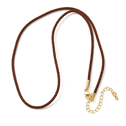 Сиена 2мм круглый нейлоновый миланский шнур для изготовления ожерелья, с латунными выводами и 303 застежками из лобстера из нержавеющей стали, реальный 18 k позолоченный, цвет охры, 18.50~18.70 дюйм (47~47.5 см)