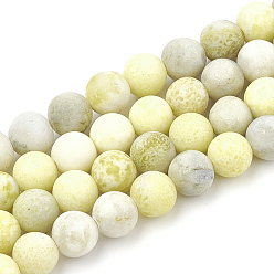 Yellow Mustard Jasper Natural Yellow Mustard Jasper Beads Strands, Frosted, Round, 8~8.5mm, Hole: 1mm, about 45pcs/strand, 14.76 inch(37.5cm)