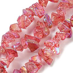 (123L) Белый крем непрозрачный блеск Гальванические природный кварц бисер пряди, самородки, огнеупорный кирпич, 2~7x5~14x5~14 мм, отверстие : 0.8 мм, около 80~82 шт / нитка, 15.16'' (38.5 см)