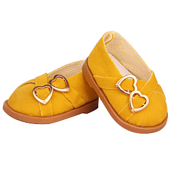 Yellow Cloth Doll Shoes, with Heart Button, for 18 "American Girl Dolls Accessories, Yellow, 70x42x30mm