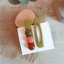 A green set of bean-shaped design Cute Heart-shaped Colorful Hair Clip Set for Girls - Lovely, Bangs Clip, Xuan Ya Style.