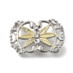 Светлый Золото-желтый Латунные хрустальные стразы овальные с цветочными многорядными звеньями, Эмаль стиле, без кадмия и без свинца, стойки покрытие, платина, светлый золотарник желтый, 18x28.5x5 мм, отверстие : 2 мм