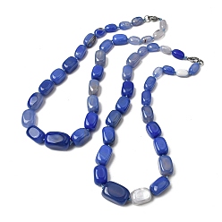 Синий Ожерелья из окрашенного натурального агата кубической формы, бусы разного размера, с застежками из сплава., платина, синие, 20.08 дюйм (51 см)