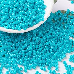 (RR4480) Дуракоат Окрашенный Непрозрачный Подводный Синий Миюки круглые бусины рокайль, японский бисер, 8/0, (rr 4480) Duracoat окрашенный непрозрачный подводный синий, 3 мм, отверстие : 1 мм, Около 422~455 шт / 10 г
