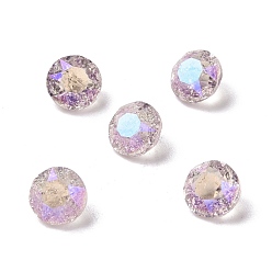 Light Amethyst Crackle Moonlight Style Glass Rhinestone Cabochons, Pointed Back, Diamond, Light Amethyst, 6.2x4.2mm