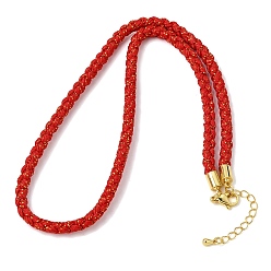 Red 5M Braided Chinlon Cord Bracelets, with Brass Findings, Red, 17.48~17.91x0.20 inch(44.4~45.5x0.5cm)
